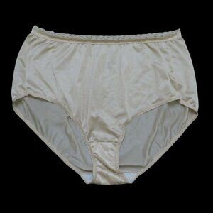 JMS Just My Size Womens 12 Style 15763 Beige Lace Trim Brief Panty Nylon 1990s